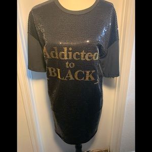 NWOT Addicted to Black Sequin too onesies
